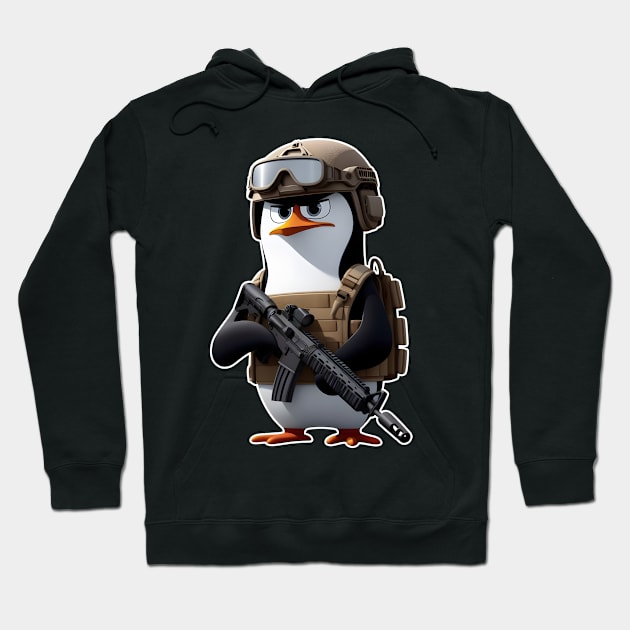 Tactical penguin Hoodie by Rawlifegraphic